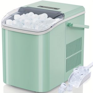 Countertop Ice Maker Machine With Handle, 26lbs In 24Hrs, 9 Ice Cubes Ready In 6 Mins, Auto-Cleaning Portable Ice Maker For Home/Kitchen/Camping, 11.57*11.42*8.74''