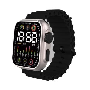 Exclusive for Cross-Border Electroplated Korean Style Led Student Electronic Watch Square Button Colored Lights Men and Women Couple Sports Watch