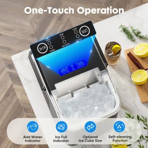 Countertop Ice Maker Machine With Handle, 26lbs In 24Hrs, 9 Ice Cubes Ready In 6 Mins, Auto-Cleaning Portable Ice Maker For Home/Kitchen/Camping, 11.57*11.42*8.74''