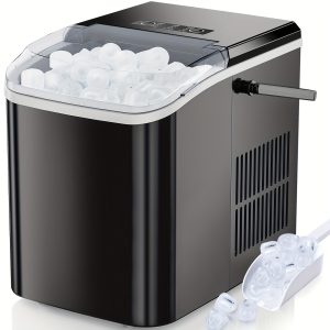 Countertop Ice Maker Machine With Handle, 26lbs In 24Hrs, 9 Ice Cubes Ready In 6 Mins, Auto-Cleaning Portable Ice Maker For Home/Kitchen/Camping, 11.57*11.42*8.74''