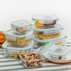 8 Pack Premium Glass Food Storage Containers - Airtight, Leak-Proof, Microwave, Oven, Freezer and Dishwasher Safe - BPA Free, Stain-Resistant, Easy-Clean Design for Meal Prep and Bento Boxes